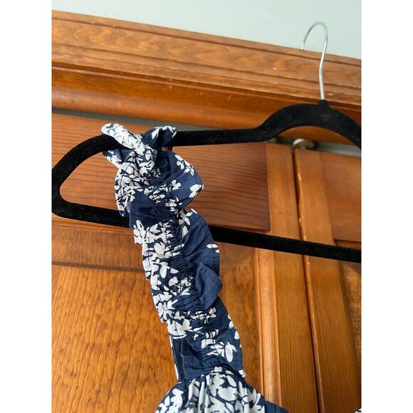 Abercrombie & Fitch Women's Floral Tiered Open Back Midi Dress Navy White SZ XL - Picture 6 of 11